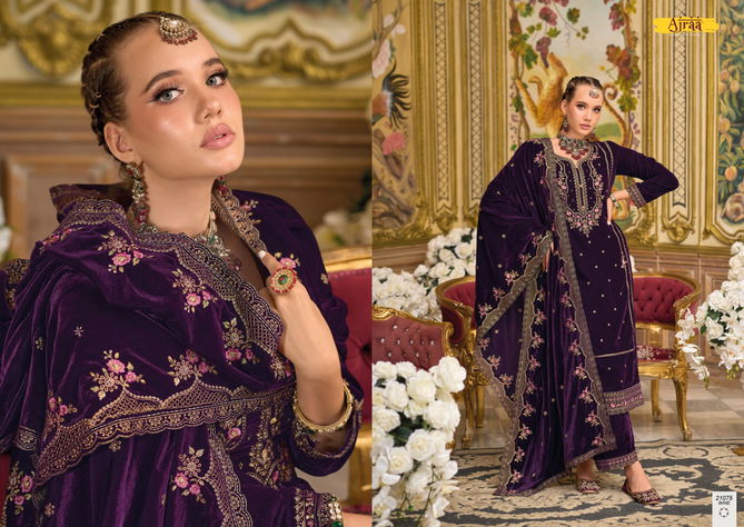 Safinaaz By Ajraa Heavy Work Velvet Wedding Salwar Suits Catalog
